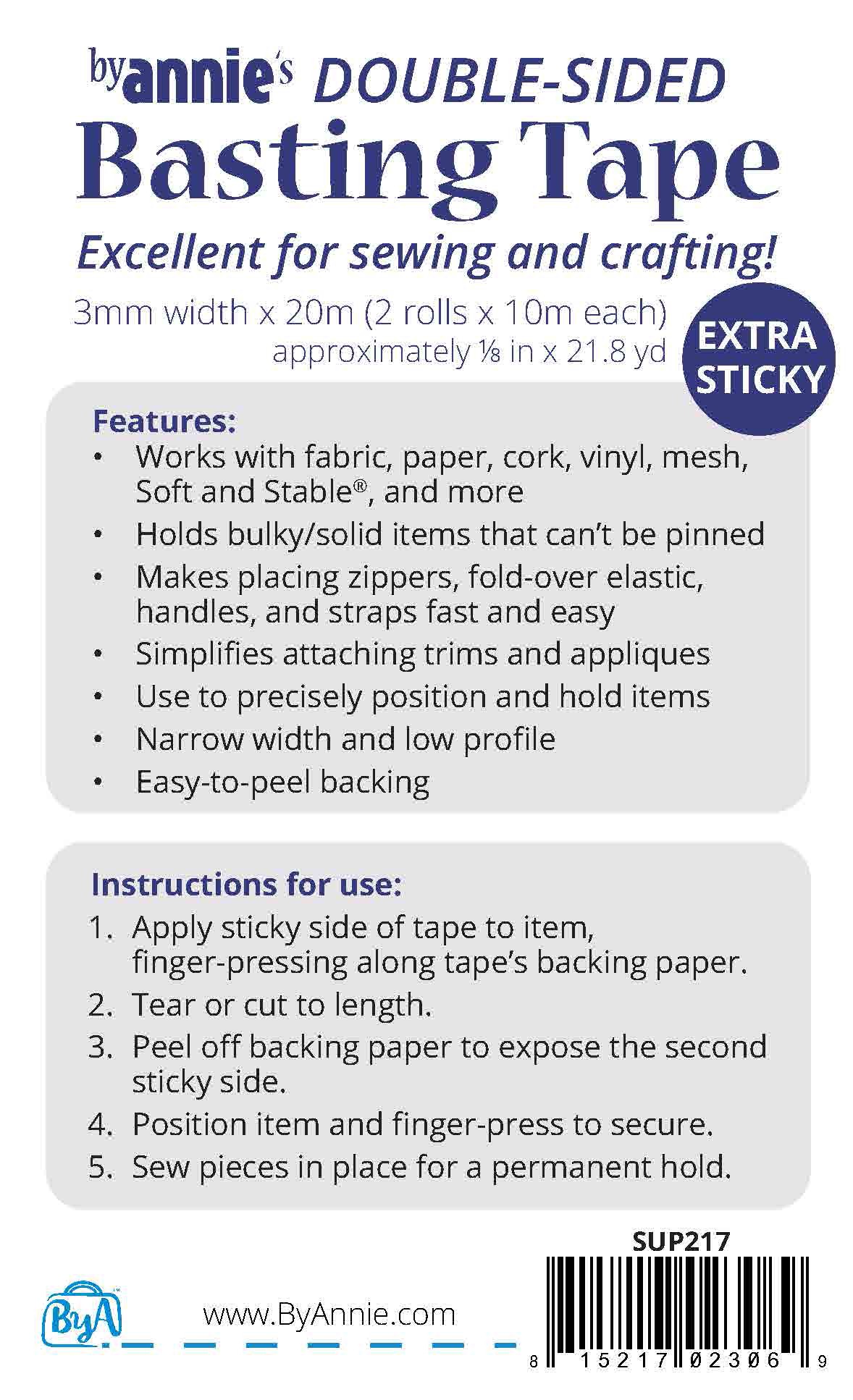 ByAnnie's Double Sided Basting Tape 3 mm x 20 m 4 ByAnnie's Double Sided Basting Tape 3 mm x 20 m – Bild 3